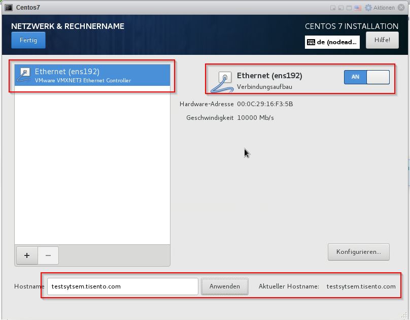 Install Centos7 Schritt8
