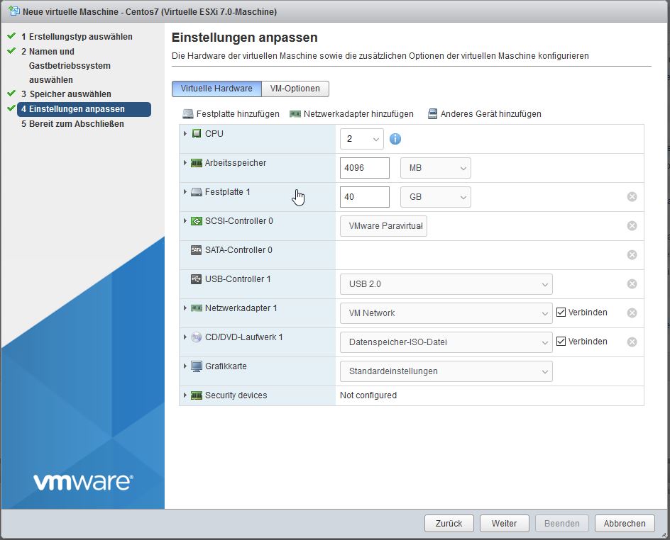Install Centos7 Schritt2