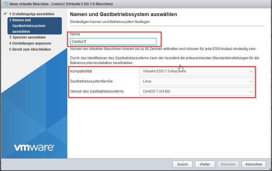 Install Centos7 Schritt1