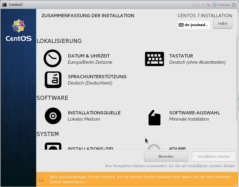 Install Centos7 Schritt5